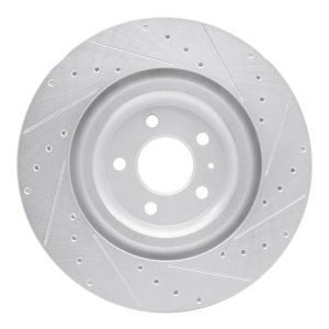 Audi e-Tron S Brake Rotor (1) - Rear Left - R1 Concepts - Drilled & Slotted - Silver - `17-`25